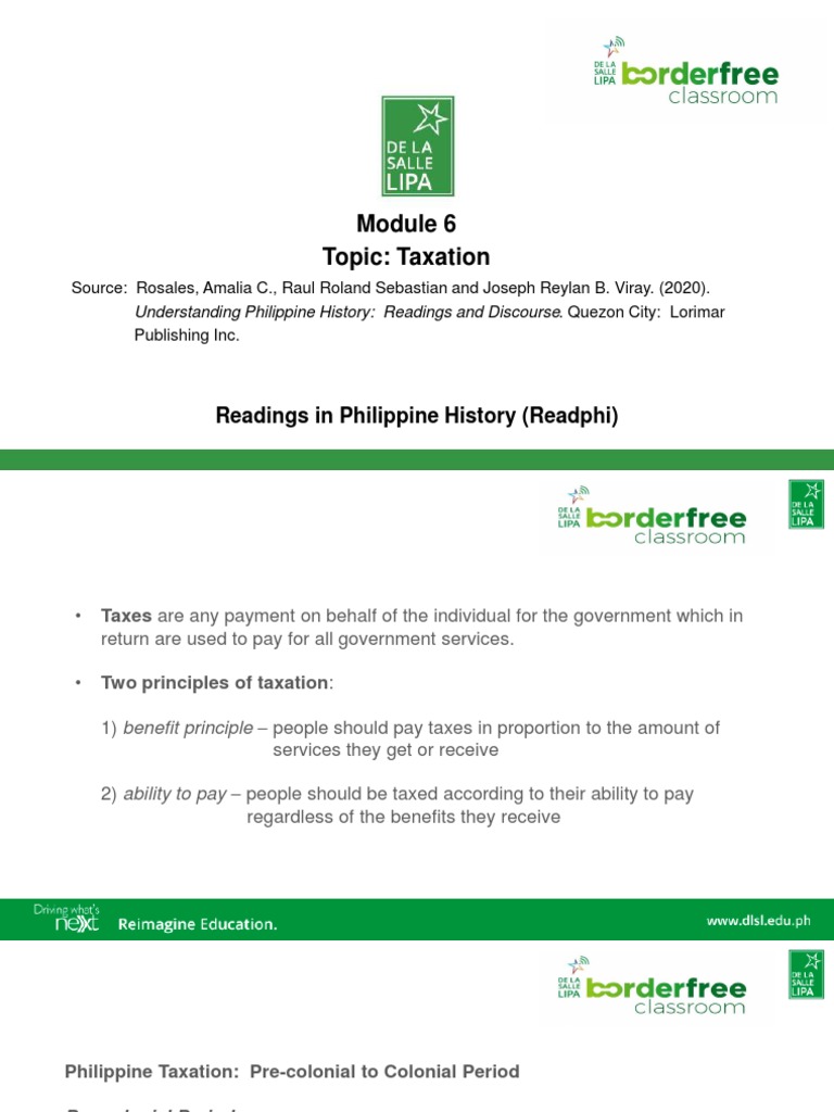 Topic: Taxation: Readings in Philippine History (Readphi) | PDF | Taxes