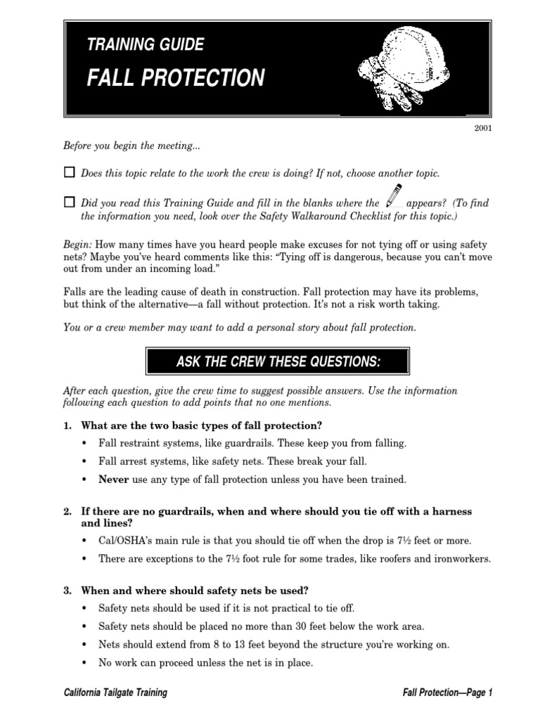 Fall Protection Training Guide PDF Safety Prevention