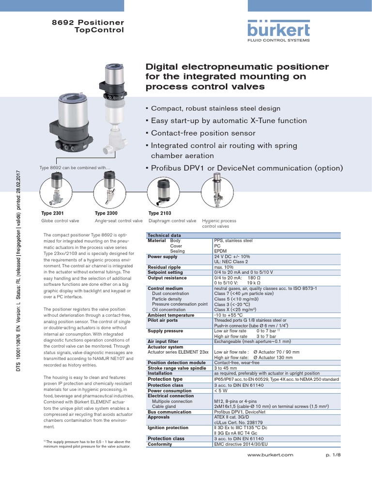 BURKERT Inf Tecnica 8692 PDF Electrical Connector Valve