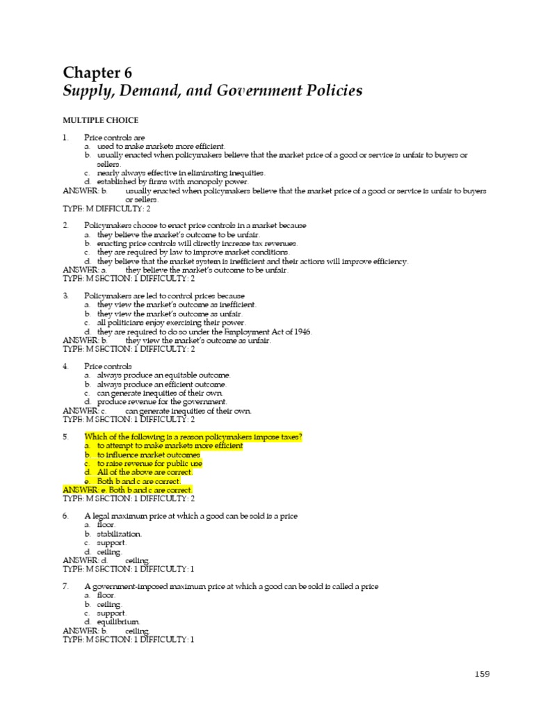 Chapter 6 Supply Demand And Government Policies Download Free Pdf