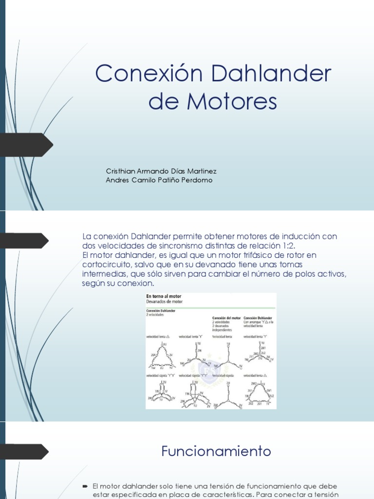 Conexión Dahlander de Motores Diapositivas | PDF | Motor eléctrico | Fuerza