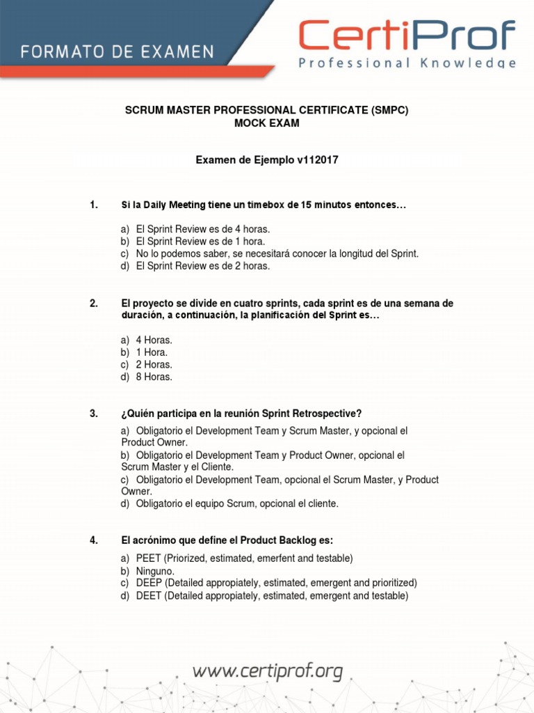 Examen Simulado Certificación Scrum Master | PDF | Scrum (desarrollo de ...