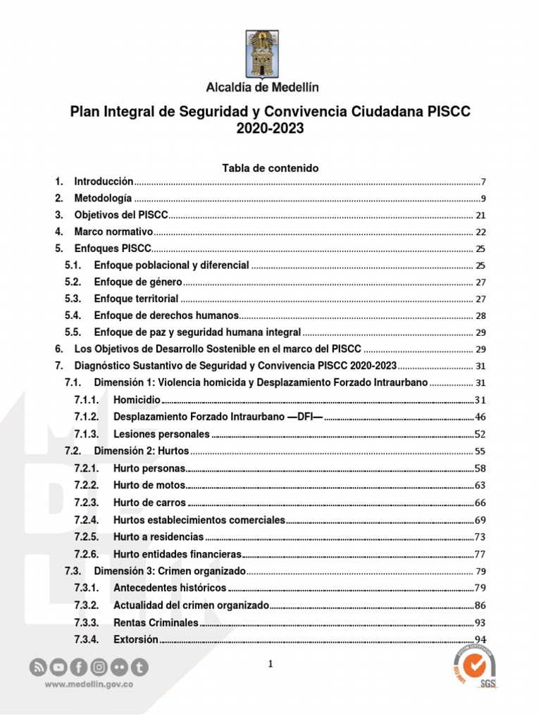 Plan Integral de Seguridad y Convivencia PISCC 2020-2023 VF | PDF ...