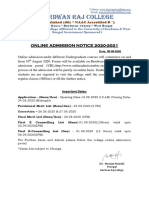 Burdwan Raj College: Online Admission Notice 2020-2021