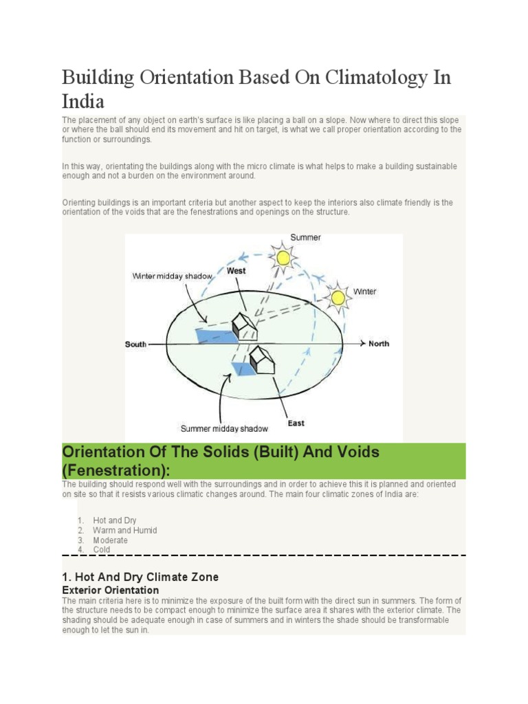 Building Orientation for India's Climates | PDF | Window | Climate