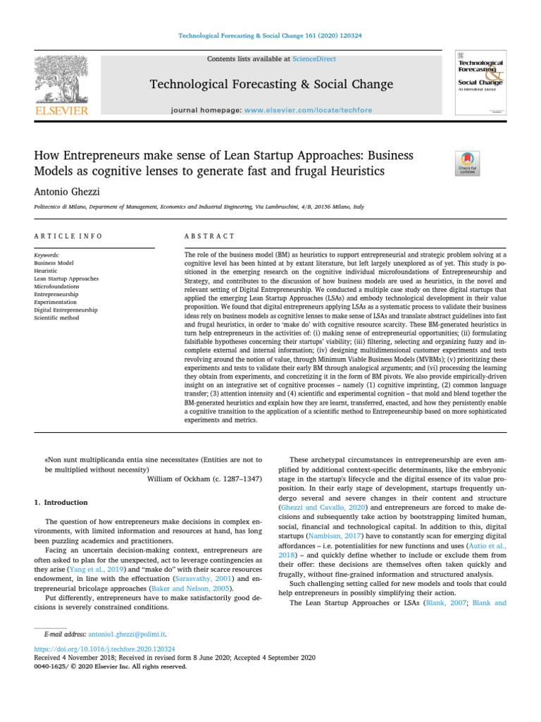 Technological Forecasting & Social Change: Sciencedirect | PDF