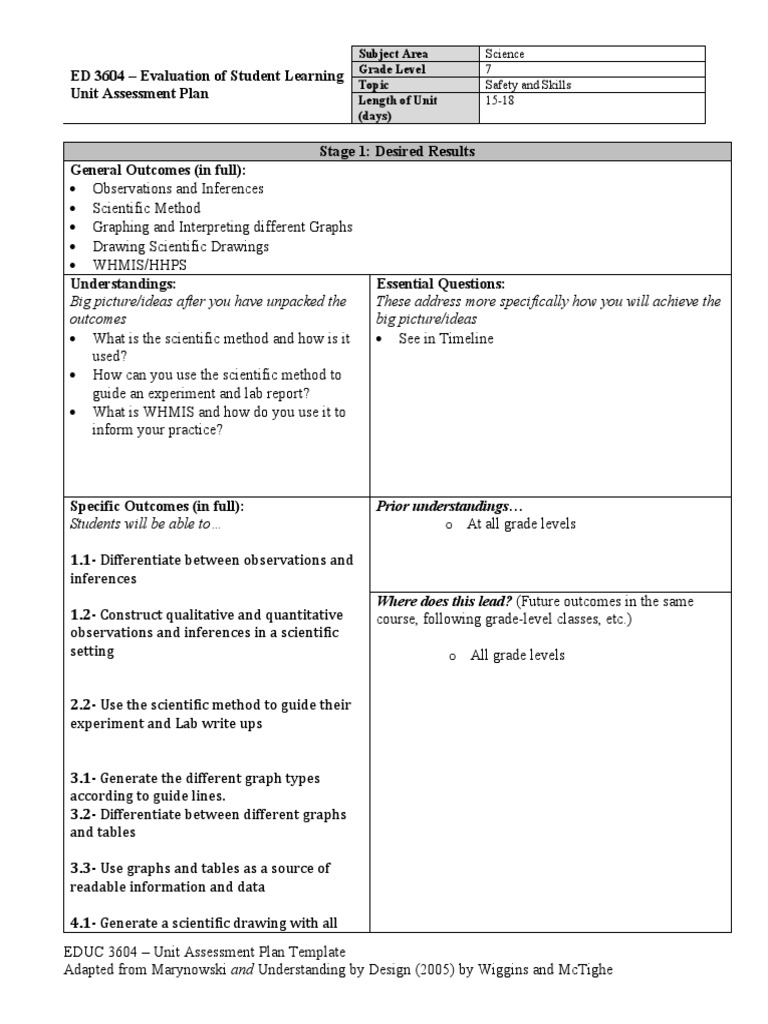 7th Grade Science Unit Assessment Plan | PDF | Educational Assessment ...