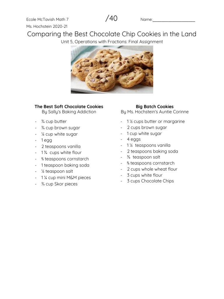 Unit 5 Final Assignment Recipe Comparison 1 | PDF | Flour | Food And ...