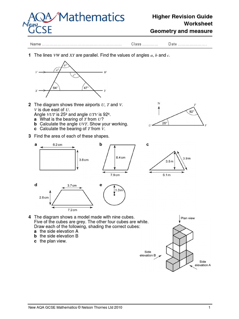 Revision Guide Higher Geometry and Measure Worksheet PDF | PDF | Area ...