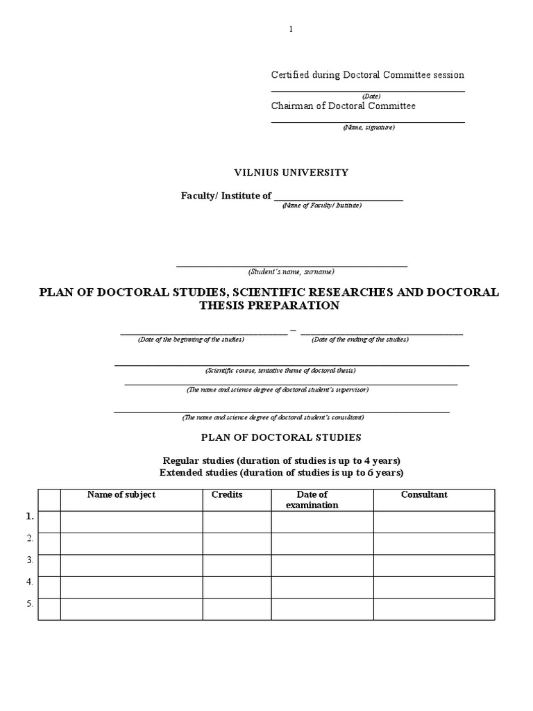 Documents And Forms For Doctoral Studies – FCQXB