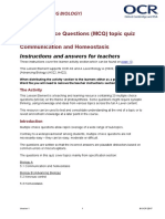 Multiple Choice Questions (MCQ) Topic Quiz Communication and Homeostasis