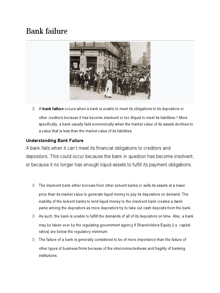 Understanding Bank Failures and Impacts | PDF | Federal Deposit ...