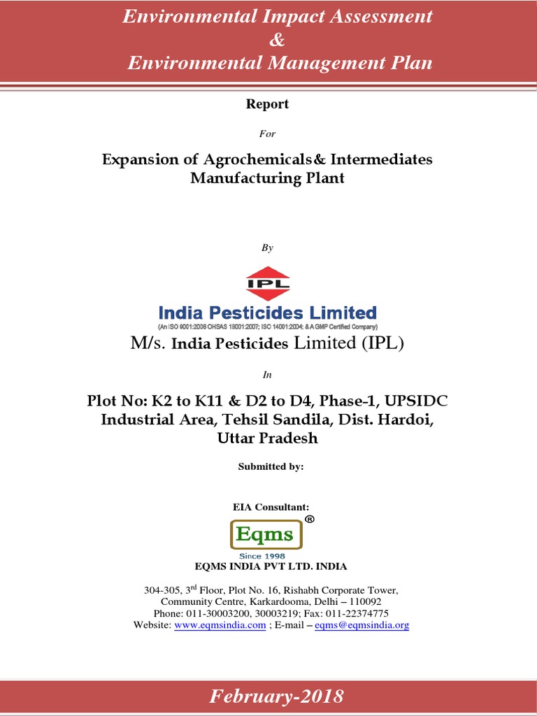 IPL Agrochemicals EIA Report Summary | PDF | Environmental Impact ...