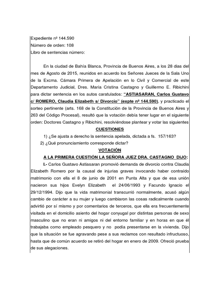 Sentencia de Divorcio | PDF | Divorcio | Sentencia (ley)