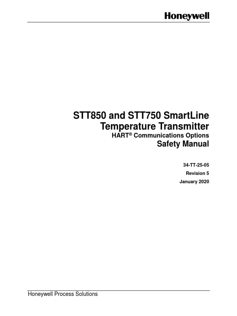 Stt850 and Stt750 Smartline Temperature Transmitter Safety Manual PDF