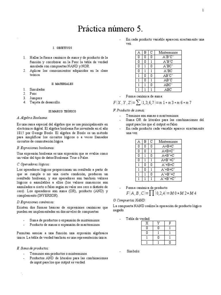 Implementación de Compuertas NAND y NOR | PDF | Puerta lógica | Álgebra ...