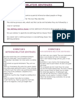 Relative Sentences: Exercises Exercises
