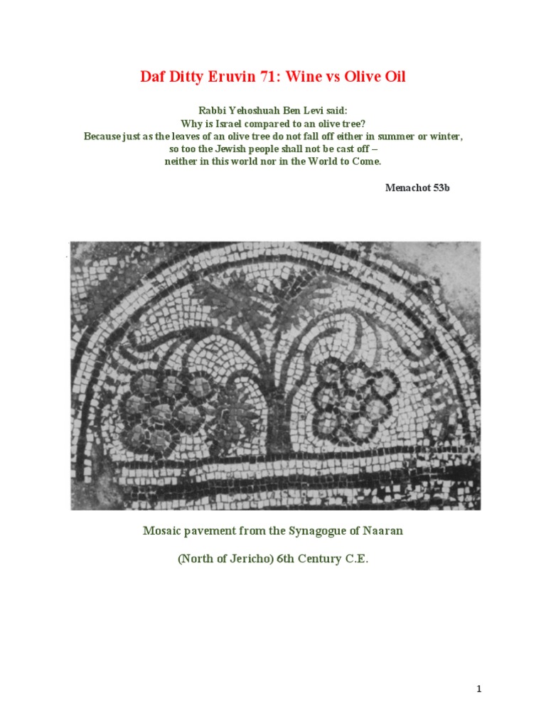 Daf Ditty Eruvin 71 Wine Vs Olive Oil Mosaic Pavement From The