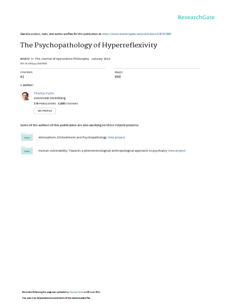 The Psychopathology of Hyperre Exivity | PDF | Self Awareness | Shame