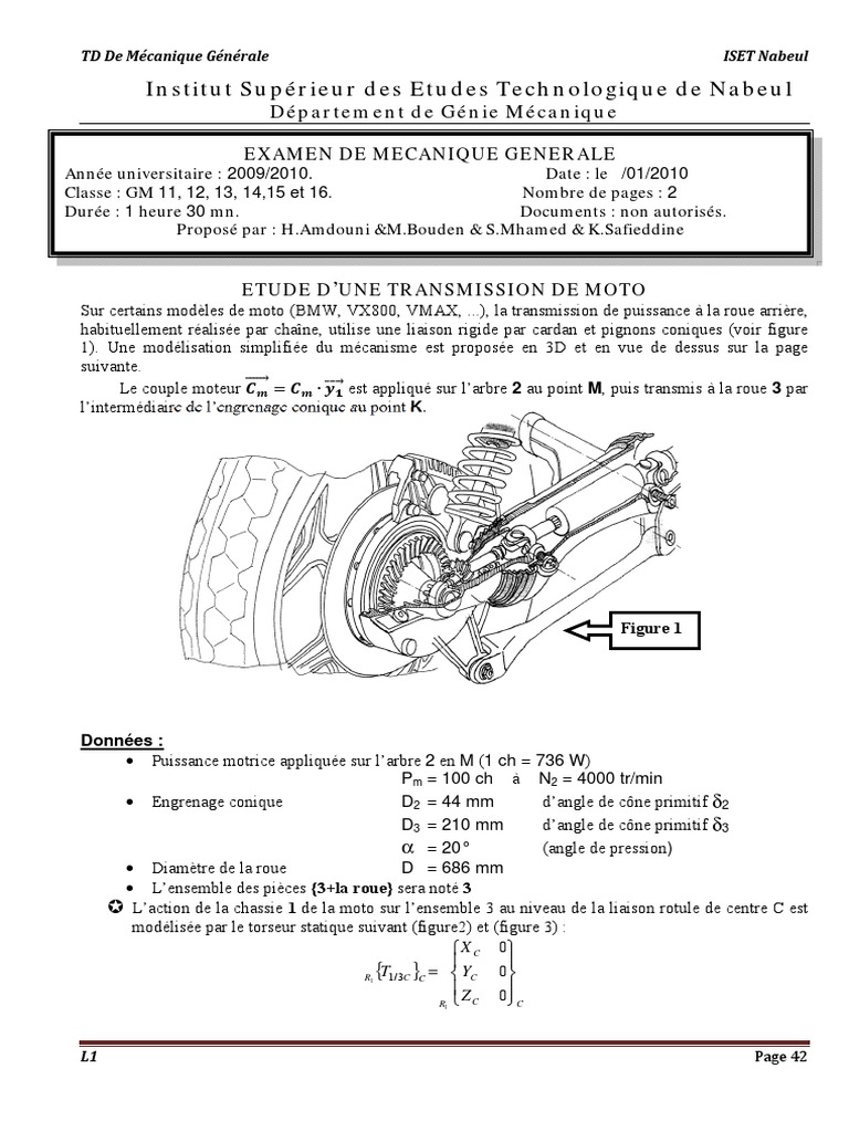 Étude Transmission Moto par Cardan | PDF | Mouvement de rotation |  Cinématique