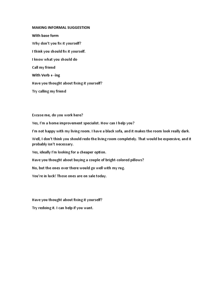 Making Informal Suggestion With Base Form PDF