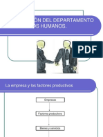 Organización Del Depto de Recursos Humanos PDF