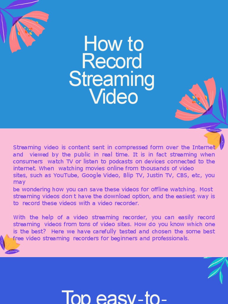 How To Record Streaming Video | PDF | Streaming Media | Video