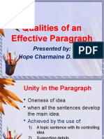 Qualities of An Effective Paragraph