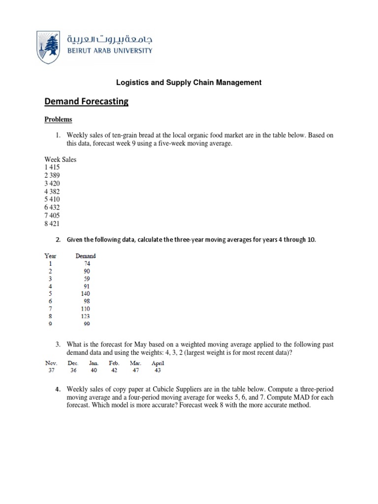 Demand Forecasting Problems PDF