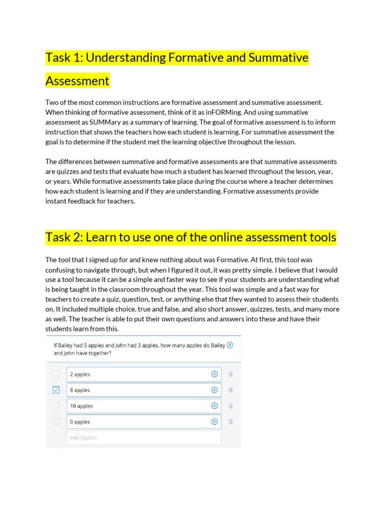 Assignment 26 Formative Assessment | PDF | Educational Assessment And ...