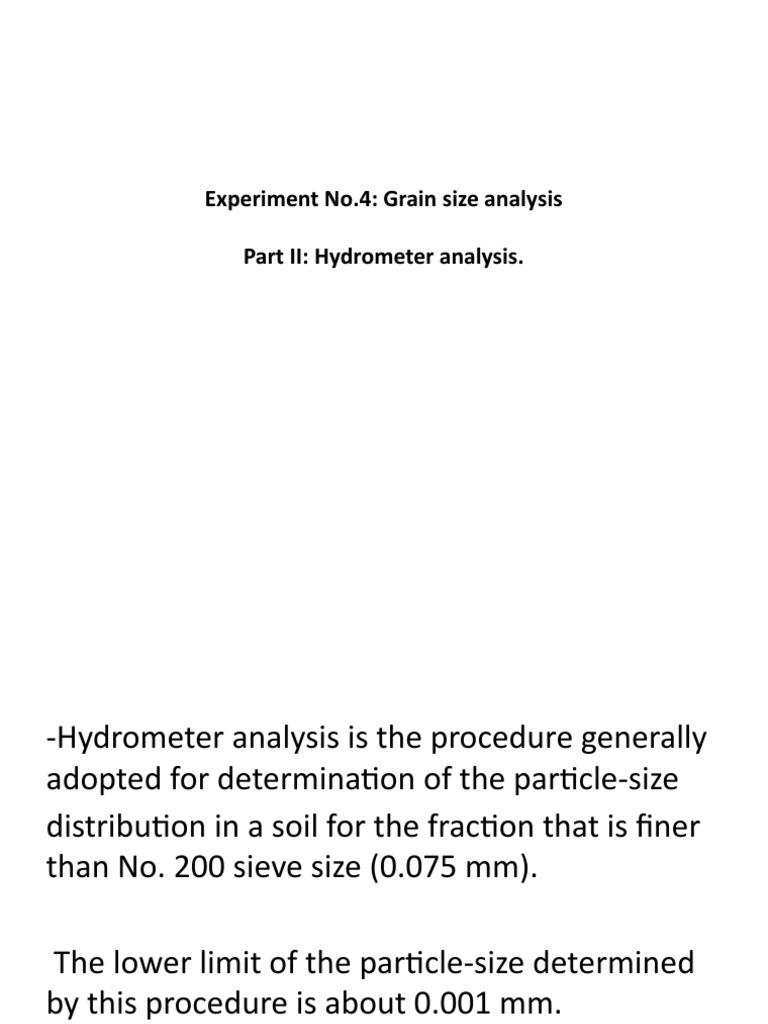 Experiment No.4 Grain Size Analysis Part II Hydrometer Analysis PDF