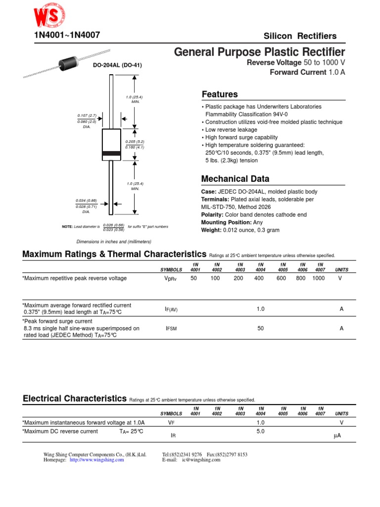 General Purpose Plastic Rectifier: Features | PDF | Rectifier ...