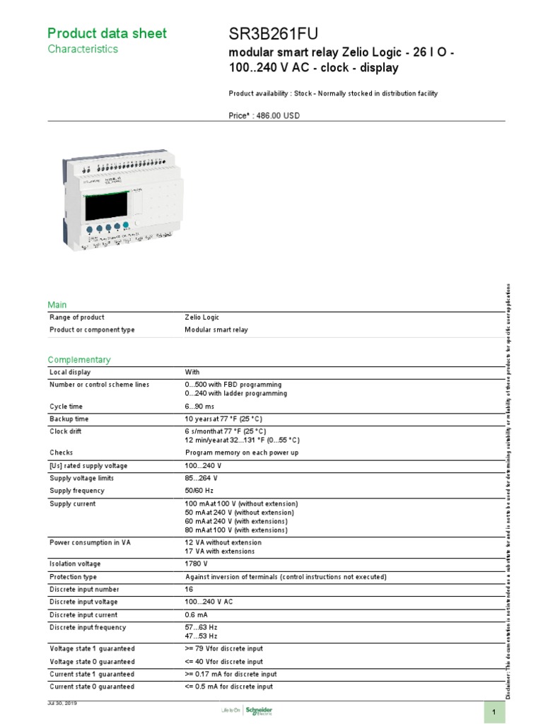 Zelio Logic - SR3B261FU | PDF | Relay | Electricity
