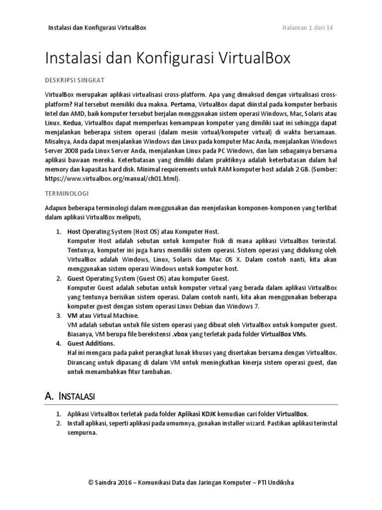 Instalasi Dan Konfigurasi Virtualbox Pdf Pdf