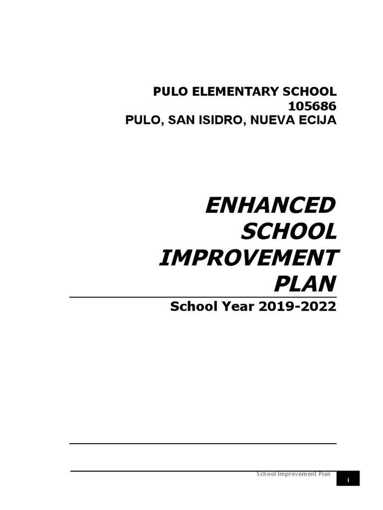 Pulo Elementary School Improvement Plan | PDF | Classroom | Teachers