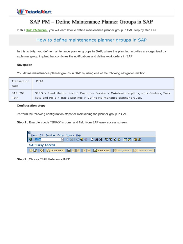 How To Define Maintenance Planner Groups in SAP Download Free PDF Information Technology