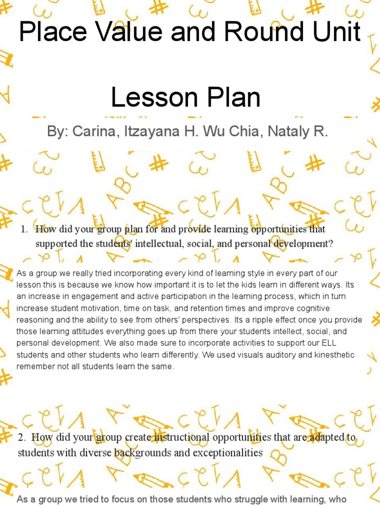Inclusive Lesson Plan for Place Value | PDF | Lesson Plan | Teachers