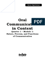 Oral Communication in Context: Quarter 1 - Module 1: Nature, Process, and Functions of Communication