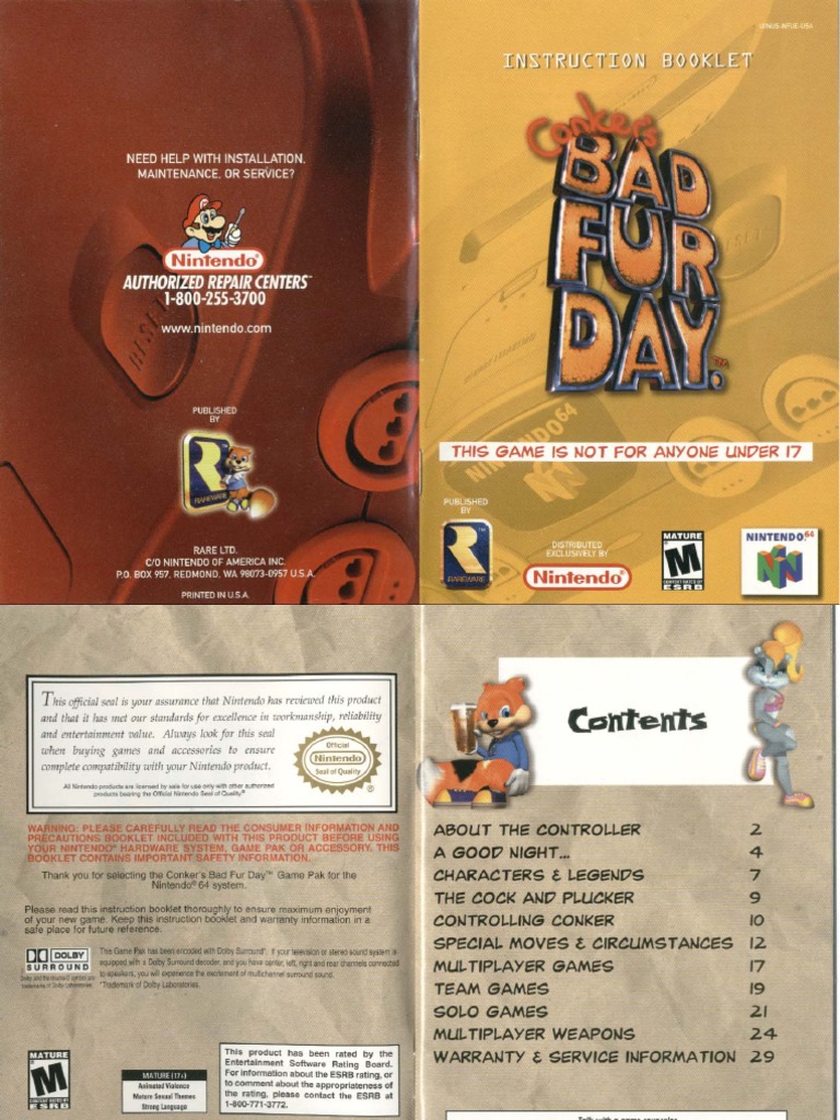 Conker's Bad Fur Day Manual Eng PDF