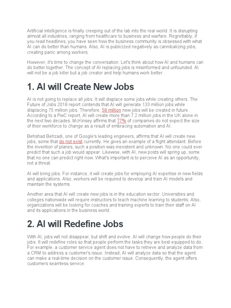 AI Job Enabler or Job Killer | PDF | Artificial Intelligence ...