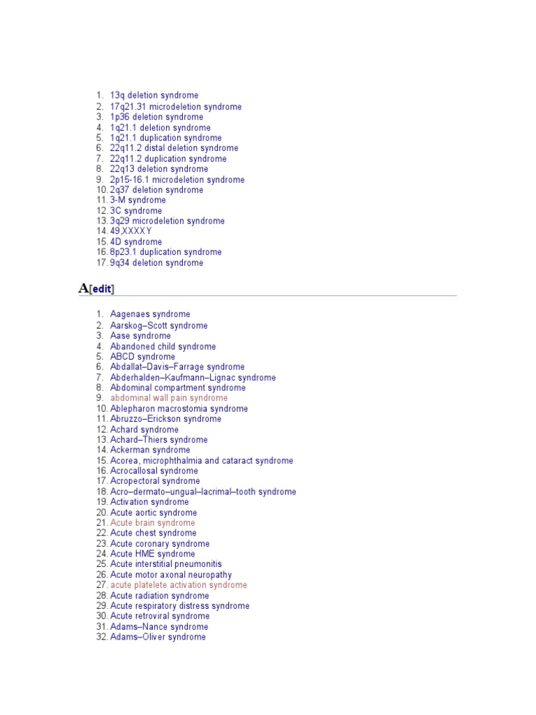 Lista Sindroame Pdf Syndrome Nervous System