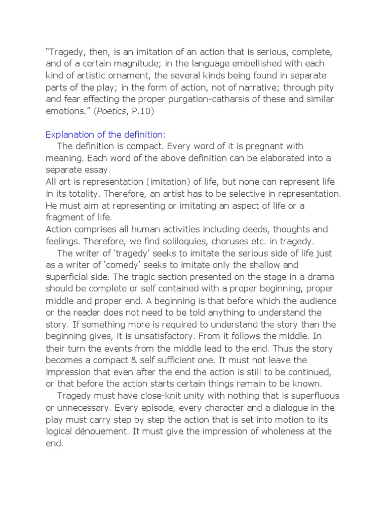 The Definition of Tragedy | PDF | Tragedy | Poetry
