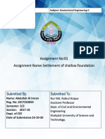 Assignment No:01 Assignment Name: Settlement of Shallow Foundation