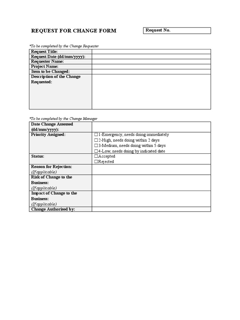 Request For Change Form | PDF