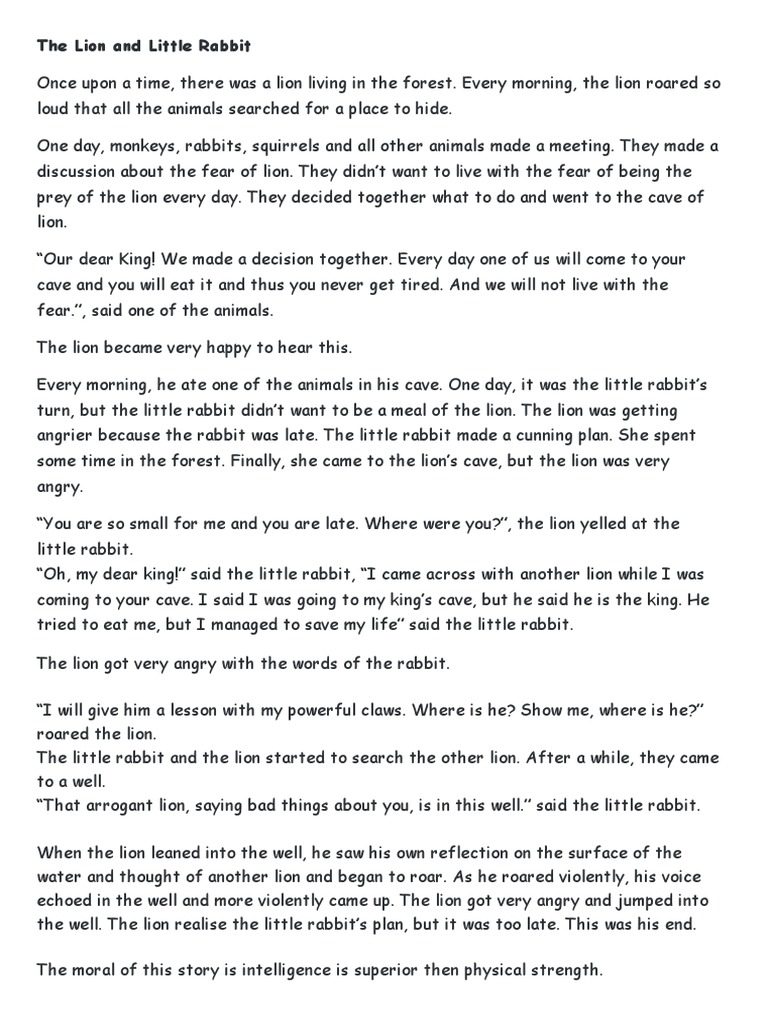 The Lion and the Clever Rabbit | PDF | Poetry