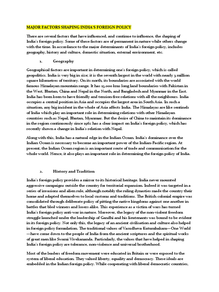 Key Factors Influencing India's Foreign Policy | PDF | Himalayas ...