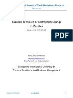 Causes of Failure of Entrepreneurship in Zambia: The International Journal of Multi-Disciplinary Research