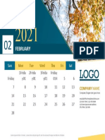 Month Calendar Template in Beautiful Design 2021