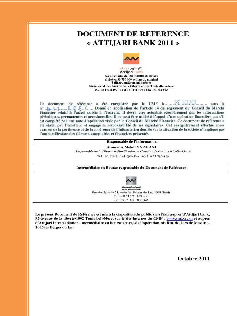 Document de Référence Attijari Bank 2011 | PDF | Contrôle interne | Audit