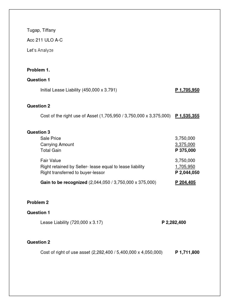 Lease Liability and Asset Analysis | PDF
